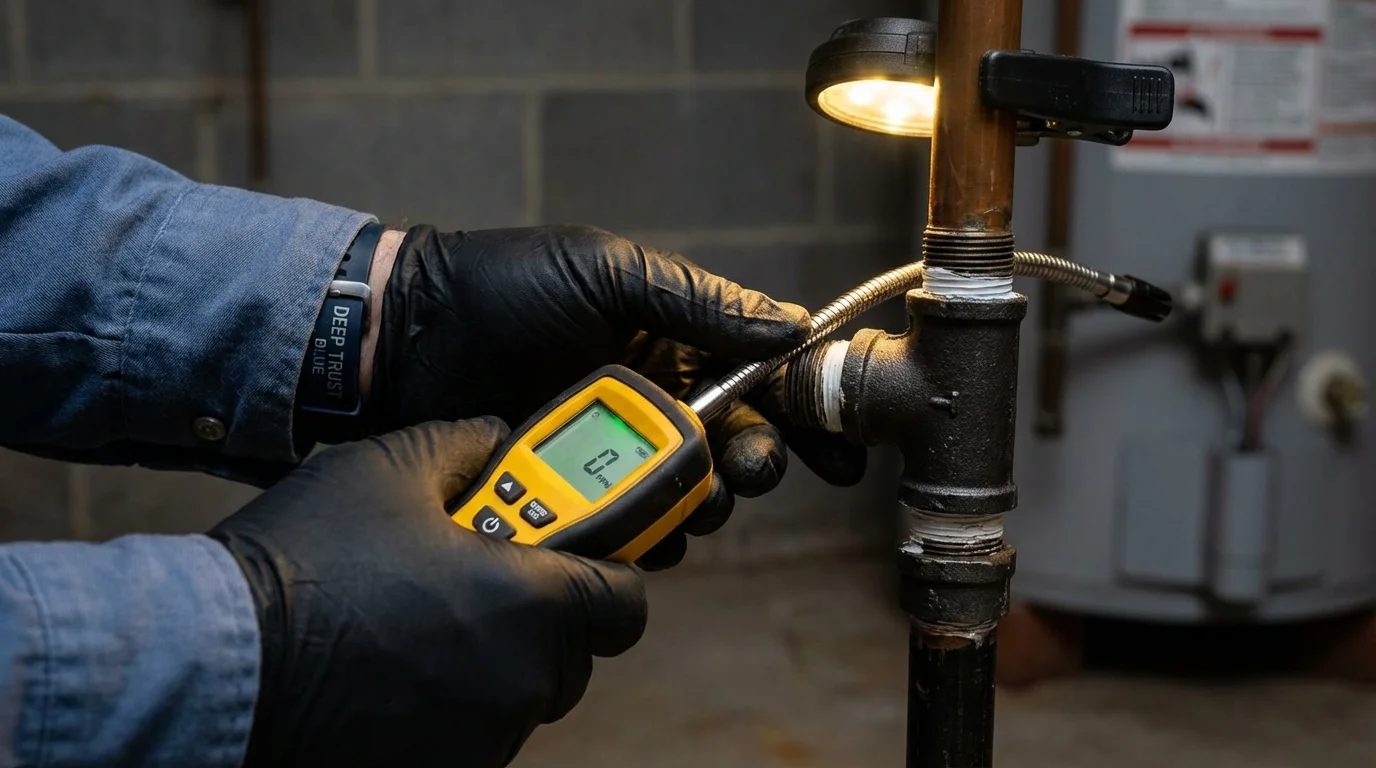 Gas leak detection with electronic sniffer by Johns Plumbing LLC in Saratoga