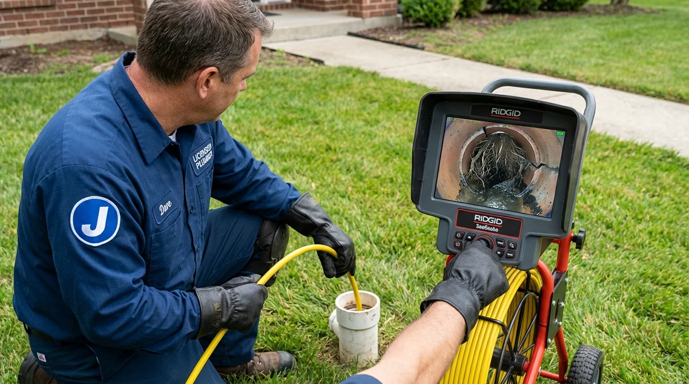 Sewer camera inspection being performed by Johns Plumbing LLC in Saratoga