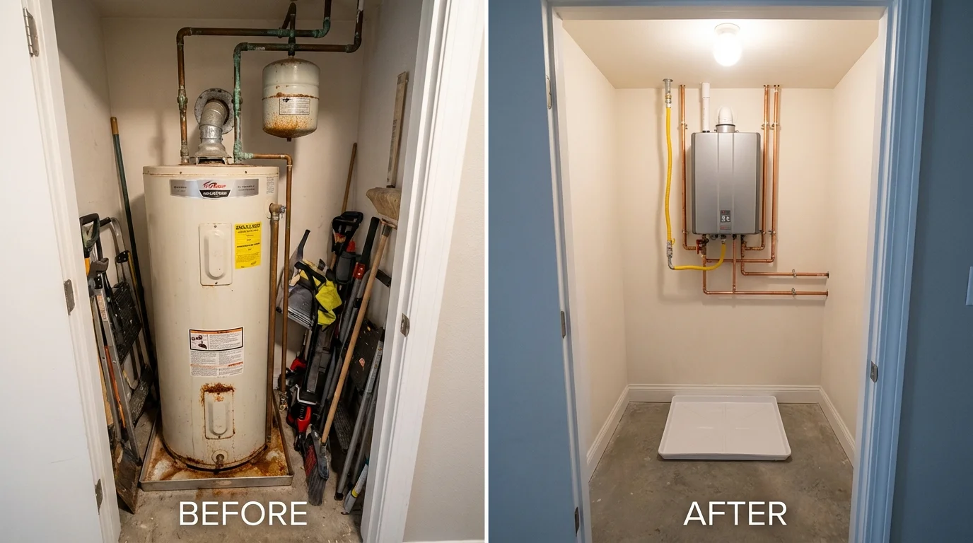 Tank water heater versus wall-mounted tankless unit comparison for Saratoga, WY homeowners